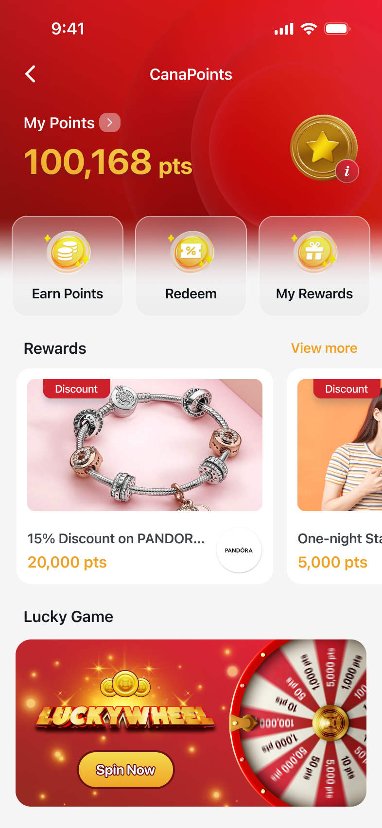 CanaPoints screen